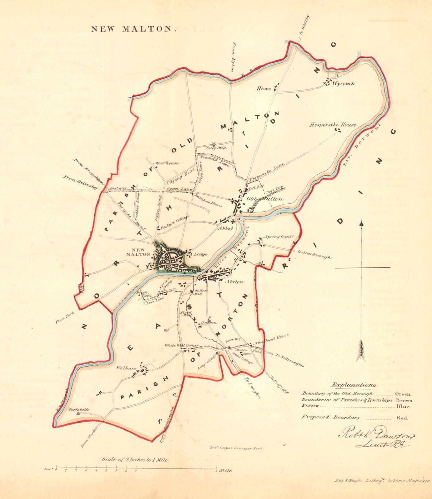 NEW MALTON borough/town plan. REFORM ACT. Norton. Yorkshire. DAWSON 1832 map